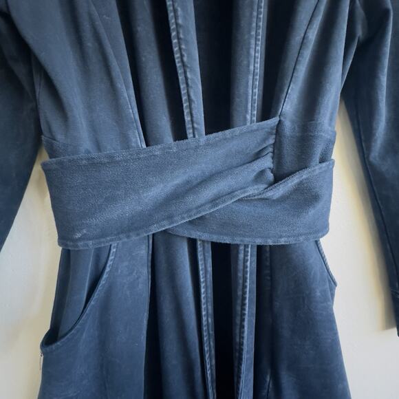 Testimony Los Angeles French Terry Longline Duster Jacket Blue Cotton Medium - Picture 5 of 11